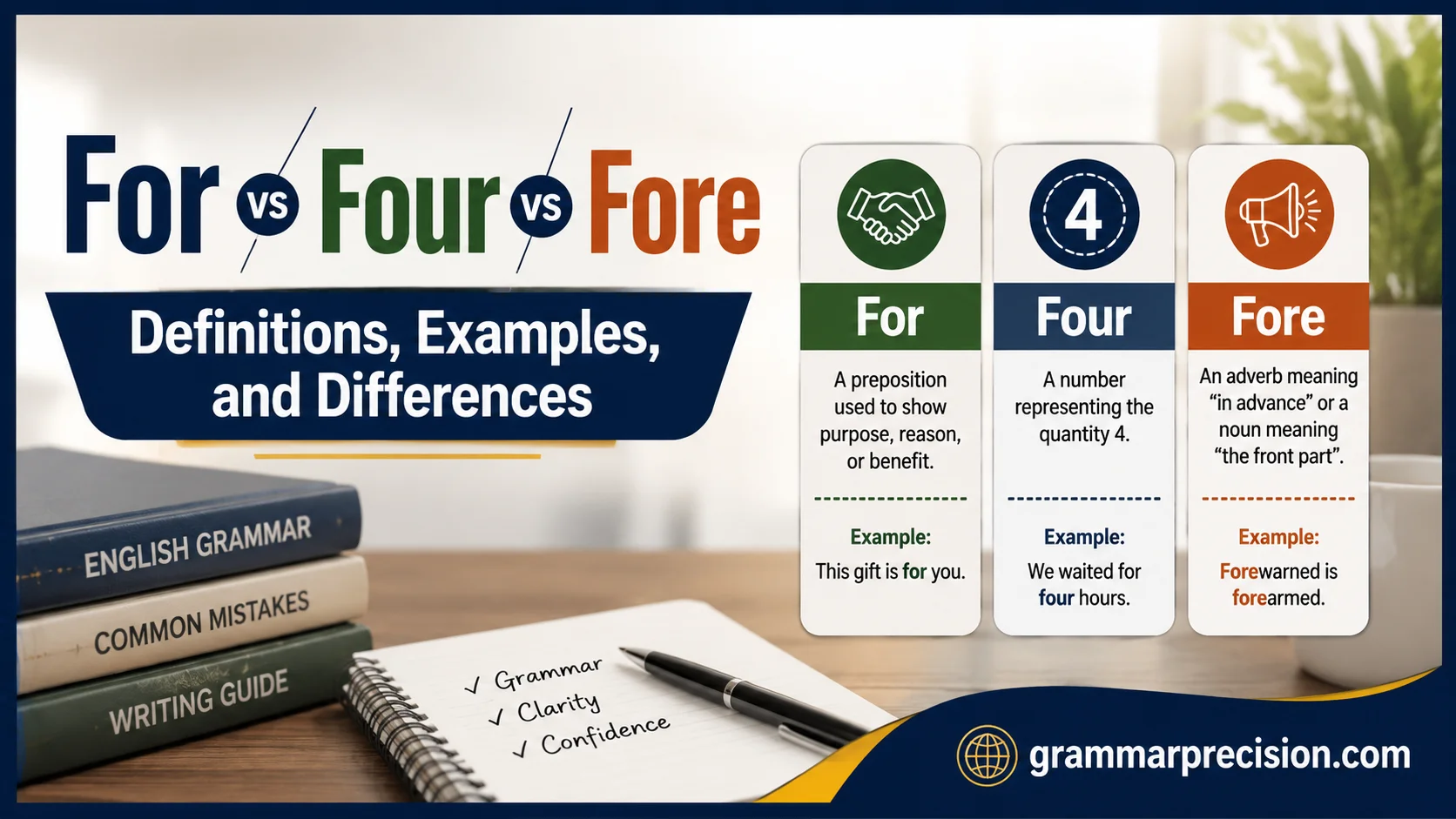 For vs Four vs Fore: Definitions, Examples, and Differences