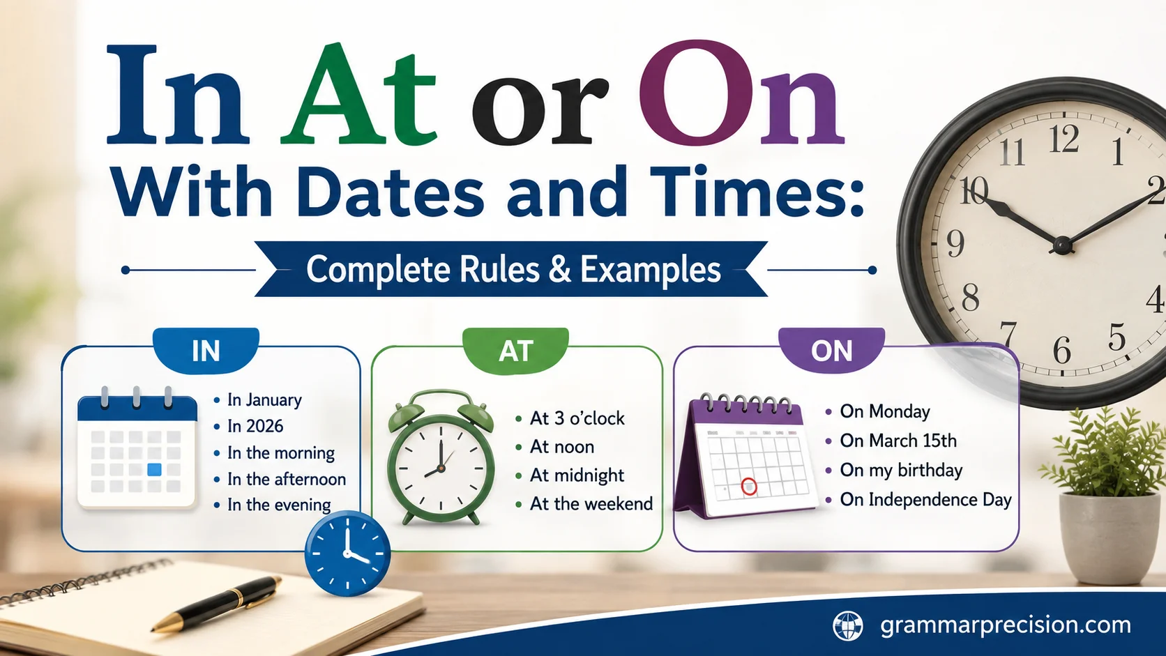 In At or On With Dates and Times: Complete Rules & Examples