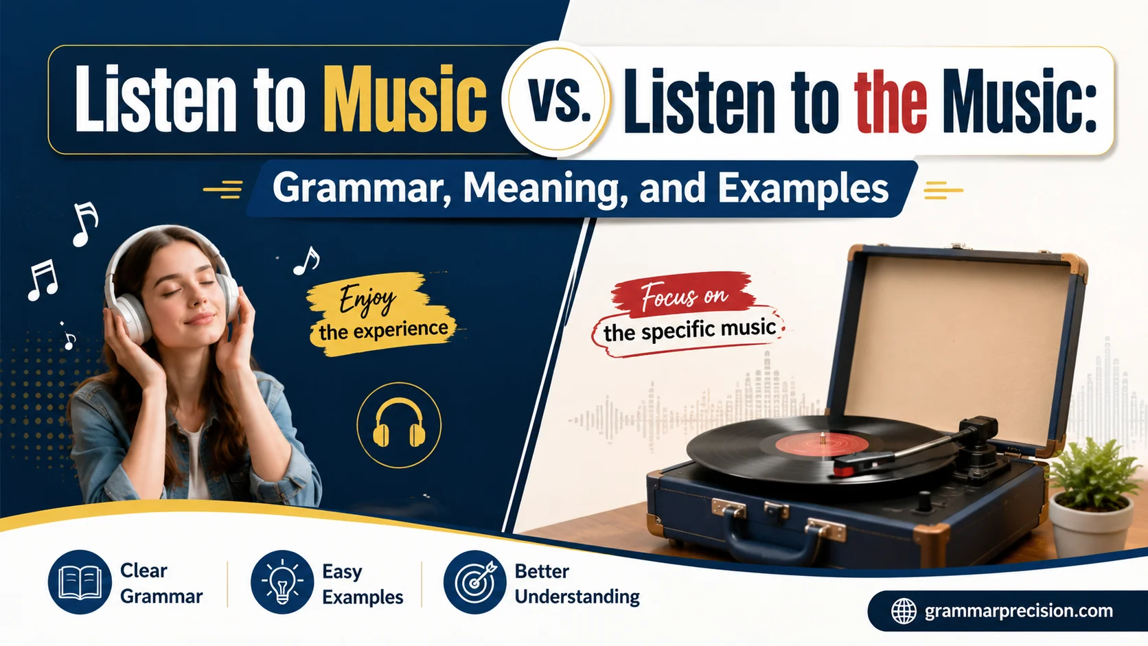 Listen to Music vs. Listen to the Music: Grammar, Meaning, and Examples