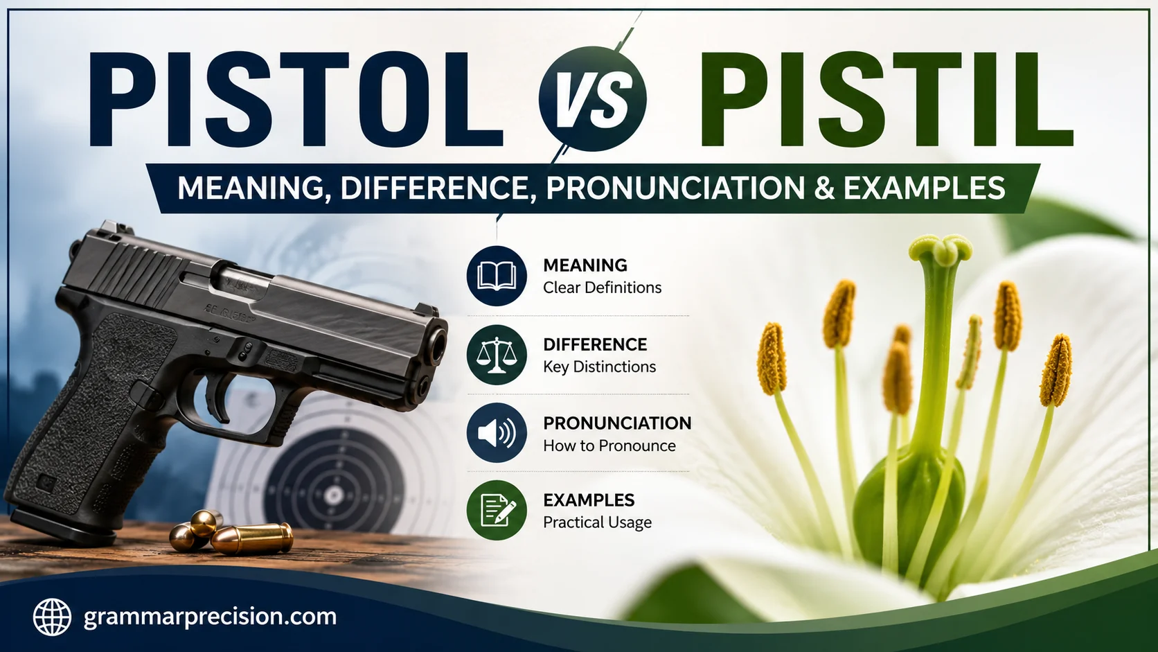 Pistol vs Pistil: Meaning, Difference, Pronunciation & Examples