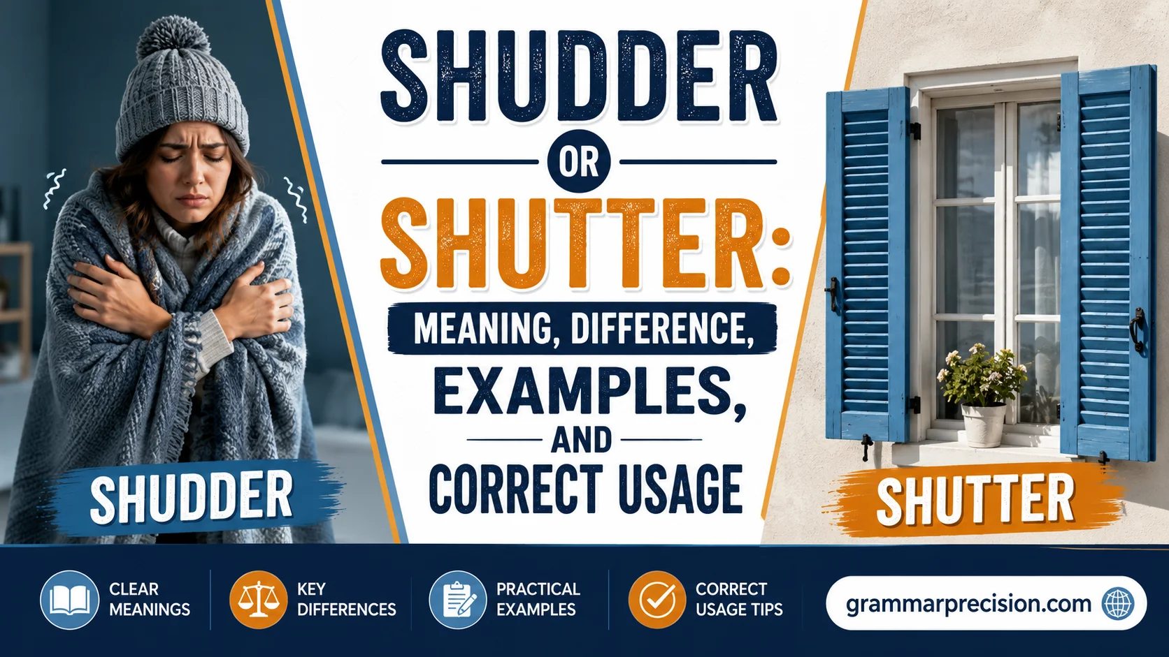 Shudder or Shutter: Meaning, Difference, Examples, and Correct Usage